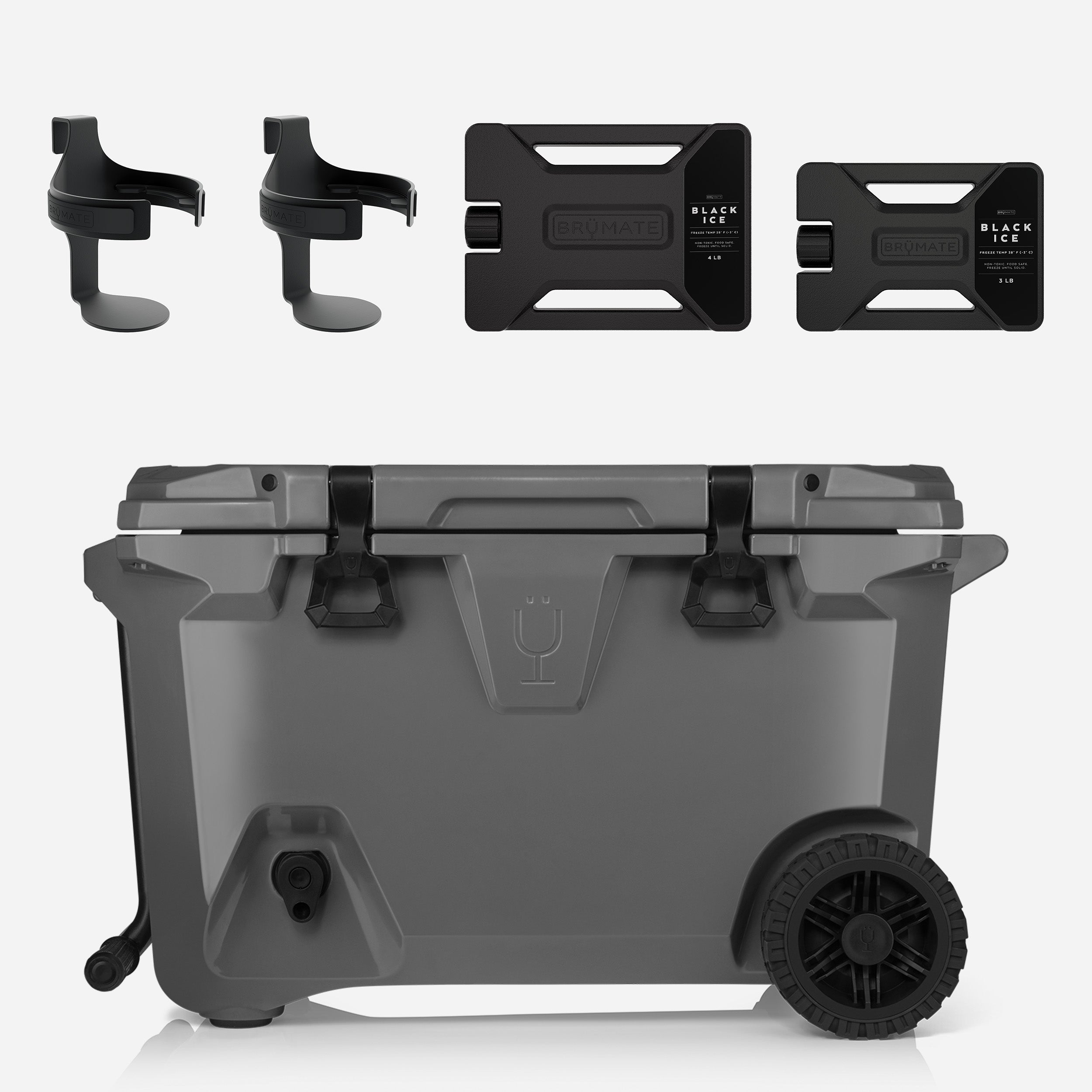 BrüTank 55-Quart Double Drink Holder Cooler Bundle | Charcoal